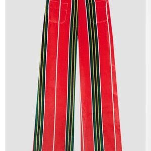 Red Striped Boot-Cut Pants for Women